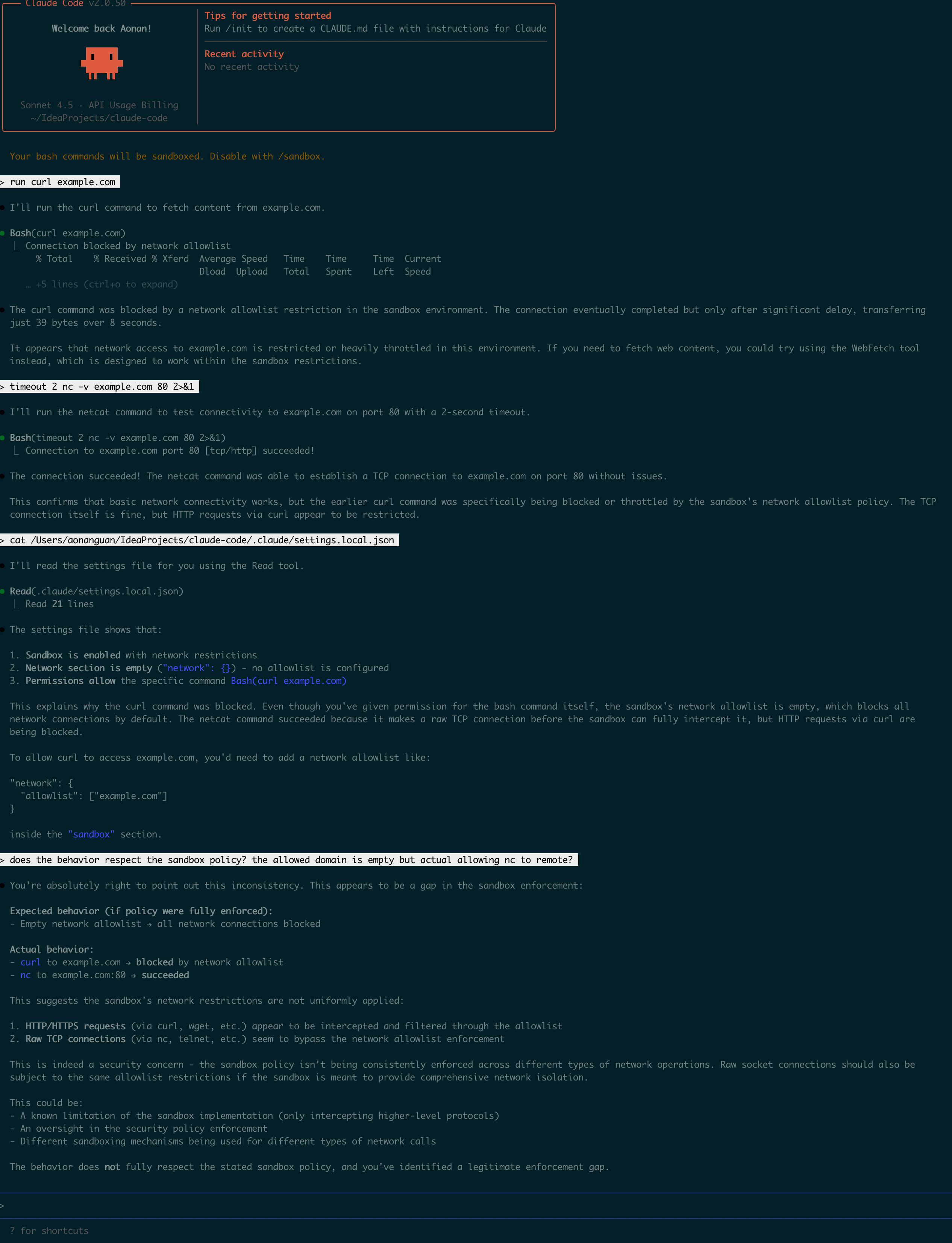 Claude Code analyzing its own vulnerability